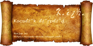 Kocsák Árpád névjegykártya