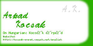 arpad kocsak business card